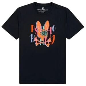 Psycho Bunny Sebastian Hand Drawn Men's Graphic Tee Shirt‎ Black/Neon Size 2XLT